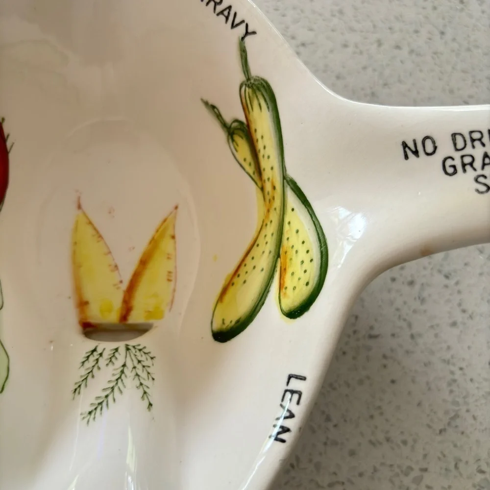 Vintage Gravy Boat Ceramic No-Drip Gravy Separator Server Vegetable Design Japan